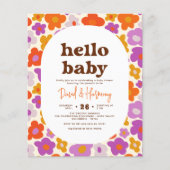 Budget Hallo Baby Retro Oranje Daisy Baby shower (Voorkant)
