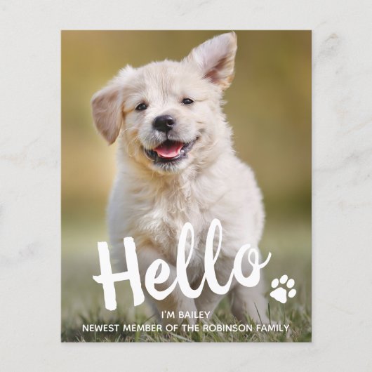 Budget Hallo New Pet Photo Puppy Dog Aankondiging (Voorkant)