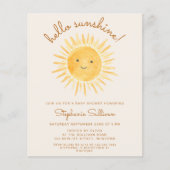 Budget Hallo Sunshine Boho Baby shower Uitnodiging (Voorkant)