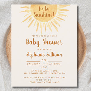 Budget Hallo Sunshine Boho Baby shower Uitnodiging