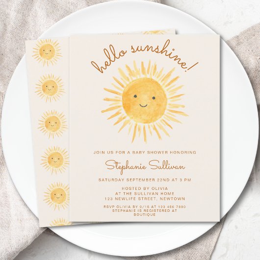 Budget Hallo Sunshine Boho Baby shower Uitnodiging