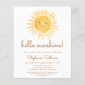 Budget Hallo Sunshine Boho Baby shower Uitnodiging (Voorkant)
