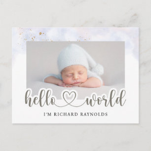 Budget Hallo World Baby Notice Card Briefkaart
