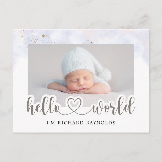 Budget Hallo World Baby Notice Card Briefkaart (Voorkant)
