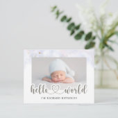 Budget Hallo World Baby Notice Card Briefkaart (Staand voorkant)