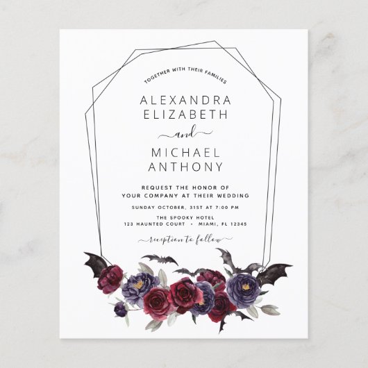 Budget Halloween Autumn Herfst Burgundy Wedding Flyer (Voorkant)