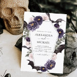 Budget Halloween Autumn Herfst Dark Wedding Flyer<br><div class="desc">Budget Halloween 31e herfst Herfst Donkere Waterverf Paarse en Groene Wedding Invitations on Black background - omvat haunting en enge elegante scripttypografie met moderne Flowers en Bat Wings voor de speciale Creepy Wedding day viering.</div>