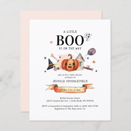 Budget Halloween Boo Baby shower (Voorkant / Achterkant)