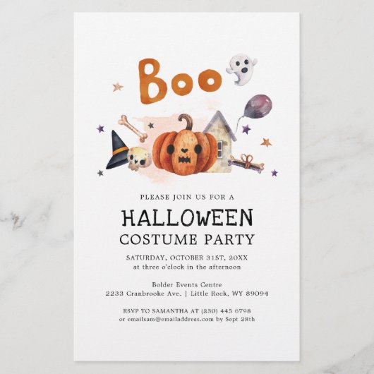 Budget Halloween Costume Party Pumpkin Uitnodiging Briefpapier (Voorkant)