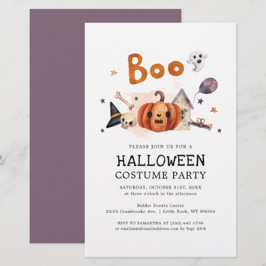 Budget Halloween Costume Party Pumpkin Uitnodiging Briefpapier (Voorkant / Achterkant)