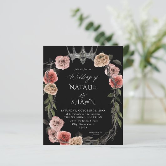 Budget Halloween Crown Pink Black Floral Wedding B (Staand voorkant)