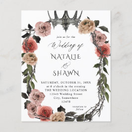 Budget Halloween Crown Pink & Black Floral Wedding Flyer