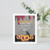 BUDGET Halloween Feest Pompoen met Druppelend Bloe (Staand voorkant)