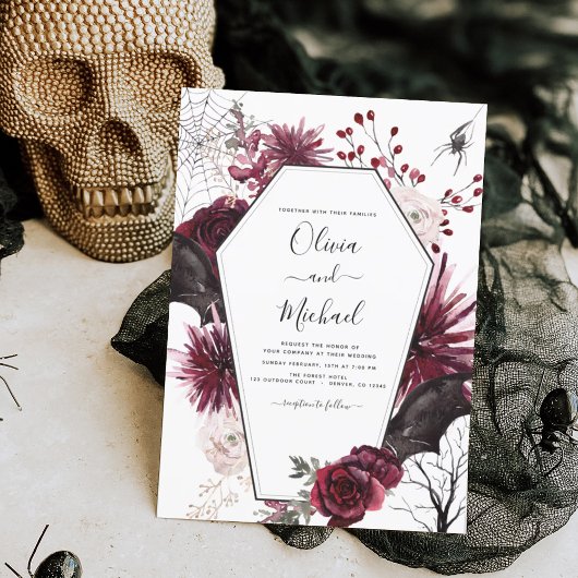 Budget Halloween Herfst Dark Wedding Invitation Flyer