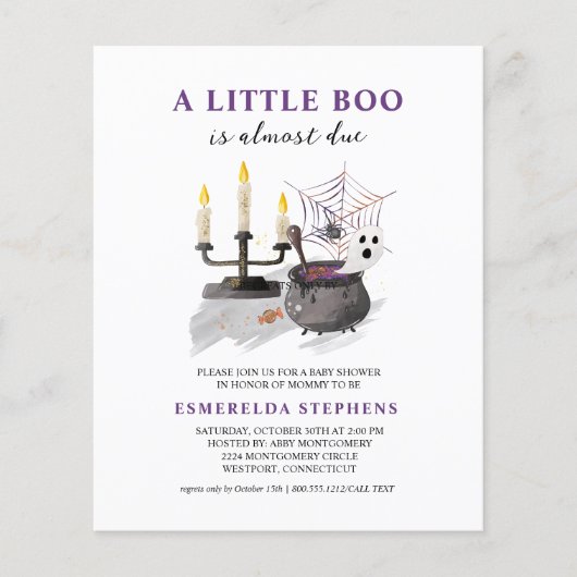Budget Halloween Little Boo Baby shower Invitation Flyer (Voorkant)