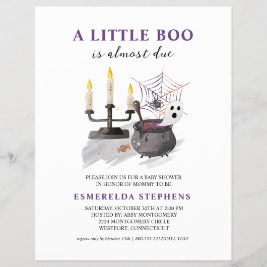 Budget Halloween Little Boo Baby shower Invitation Flyer (Voorkant)