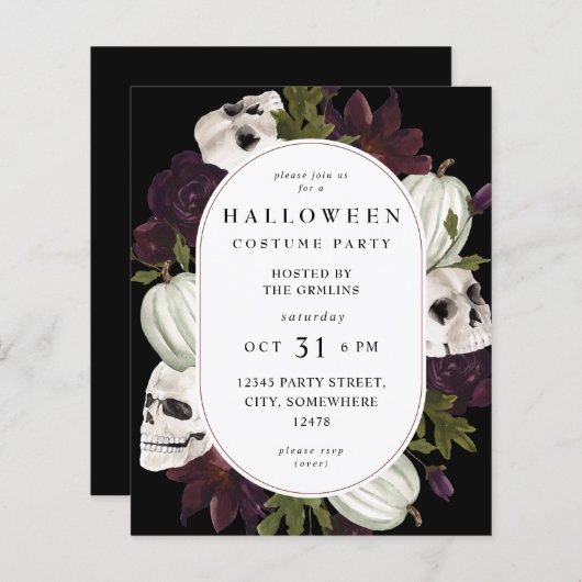 Budget Halloween Paarse Floral & Skull Party (Voorkant / Achterkant)