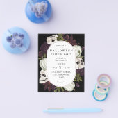 Budget Halloween Paarse Floral & Skull Party Flyer (Enkel)