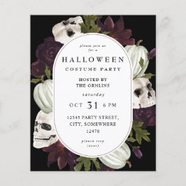 Budget Halloween Paarse Floral & Skull Party Flyer