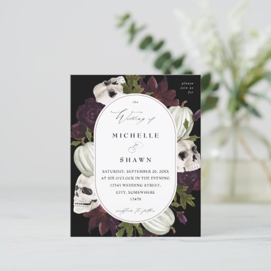 Budget Halloween Paarse Floral & Skull Wedding (Staand voorkant)