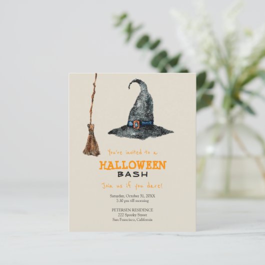 Budget Halloween party grappige Uitnodiging (Staand voorkant)