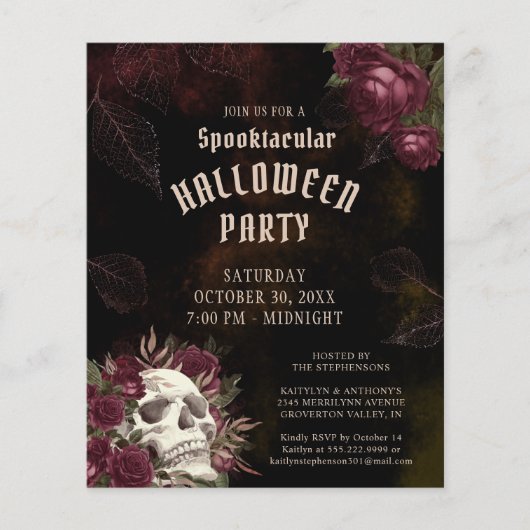 Budget Halloween Party Skull Rozen Invision (Voorkant)