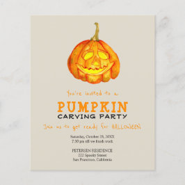 Budget Halloween pumpkin carving party-uitnodiging