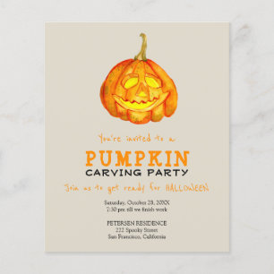 Budget Halloween pumpkin carving party-uitnodiging