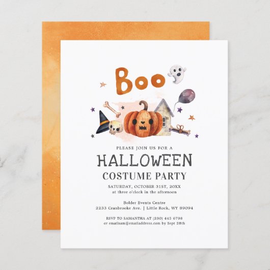 Budget Halloween Pumpkin Costume Party Invitation (Voorkant / Achterkant)