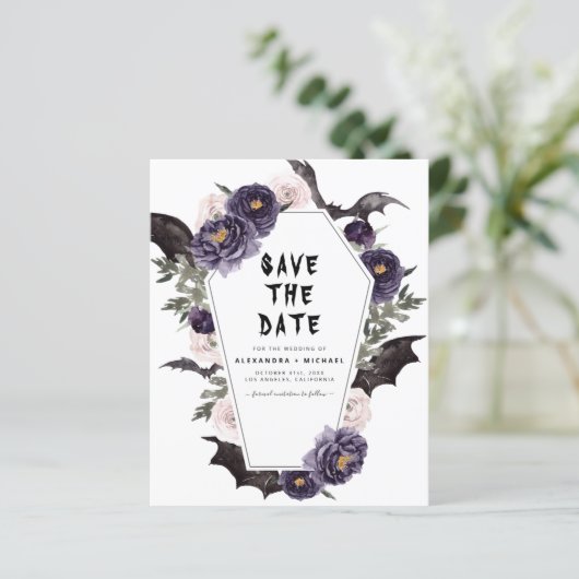 Budget Halloween Save the Date Gothic Wedding (Staand voorkant)