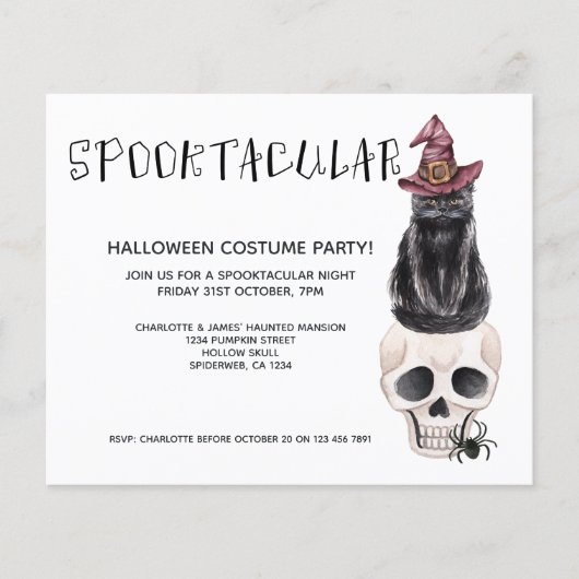 BUDGET Halloween Spooktacular Black Cat on Skull (Voorkant)