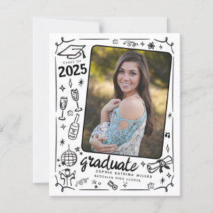 Budget Hand Drawn Foto Afstuderen Aankondiging