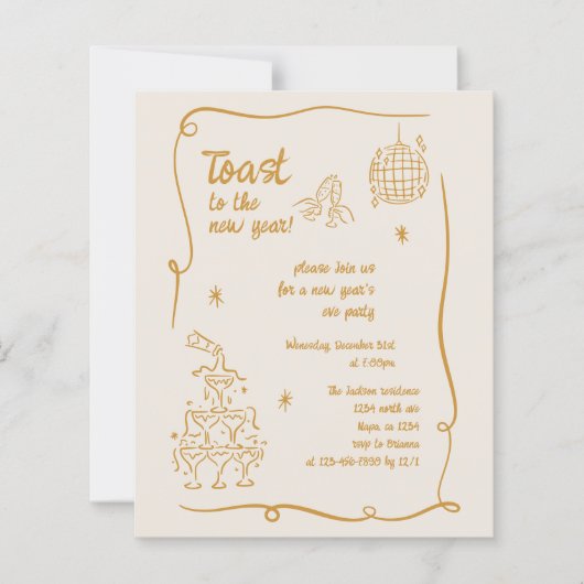 BUDGET Hand Drawn Illustrated New Years Eve Party (Voorkant)