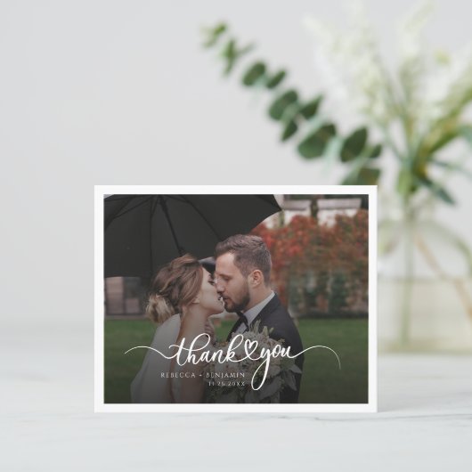 Budget Hand-Lettered Wedding Foto Dank u (Staand voorkant)