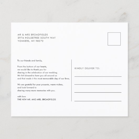 Budget Hand-Lettered Wedding Foto Dank u (Achterkant)