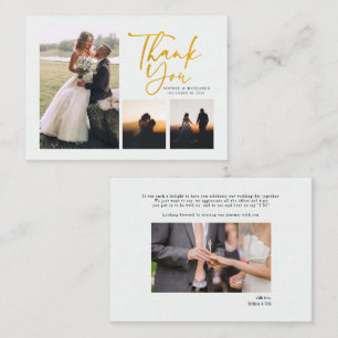 Budget Hand-Lettered Wedding Foto Dank u Notitiekaartje