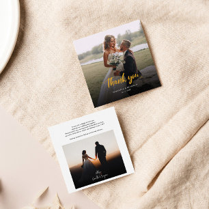 Budget Hand-Lettered Wedding Foto Dank u Notitiekaartje
