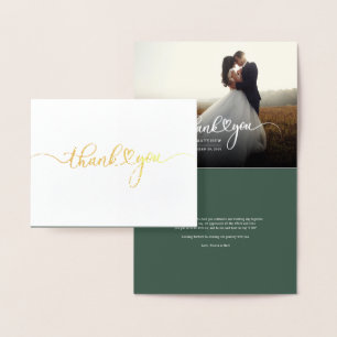 Budget Hand-Lettered Wedding Foto Hartelijk dank G Folie Kaarten