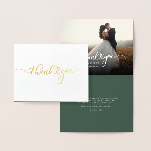 Budget Hand-Lettered Wedding Foto Hartelijk dank G Folie Kaarten (Display)