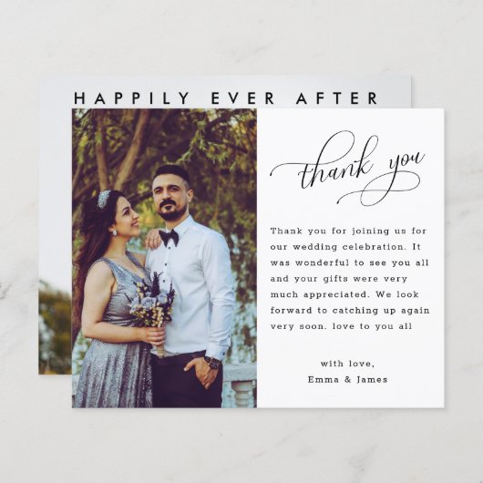 Budget Hand Lettering Foto Weddenschap Bedankt (Voorkant / Achterkant)