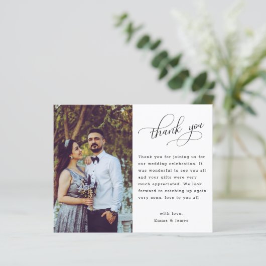 Budget Hand Lettering Foto Weddenschap Bedankt (Staand voorkant)