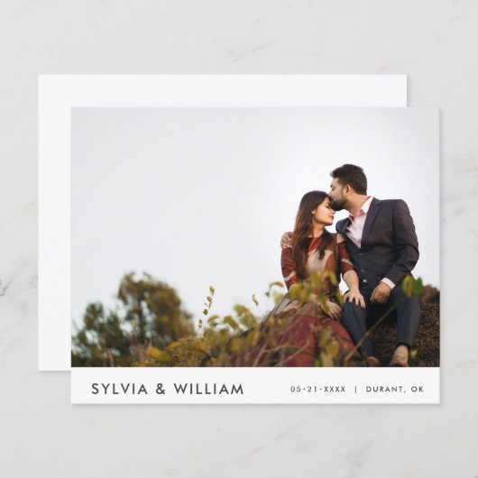 Budget Hand Lettering Photo Wedding Save the Date (Voorkant / Achterkant)