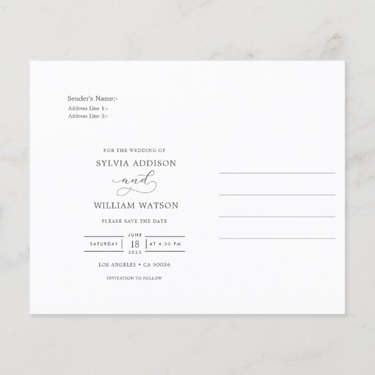 Budget Hand Lettering Photo Wedding Save the Date (Achterkant)