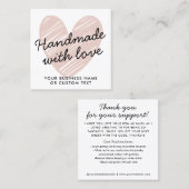 Budget handgemaakt met liefde hart dank sieraden z vierkante visitekaartje (Voorkant / Achterkant)
