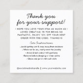 Budget handgemaakt met liefde hart dank sieraden z vierkante visitekaartje (Achterkant)