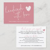 Budget Handgemaakt met Liefde Roze Bedankt Sierade Visitekaartje (Voorkant / Achterkant)