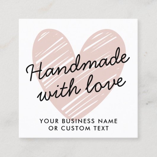 Budget Handgemaakt met Love Heart Bedankt Candle C Vierkante Visitekaartje (Voorkant)
