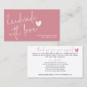 Budget Handgemaakt met Love Pink Heart Candle Care Visitekaartje (Voorkant / Achterkant)