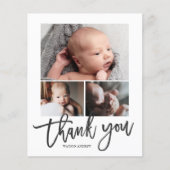 Budget handgeschreven 3 foto Baby Dank u kaart (Voorkant)