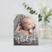 Budget Handgeschreven Foto Baby Bedanktkaart (Staand voorkant)